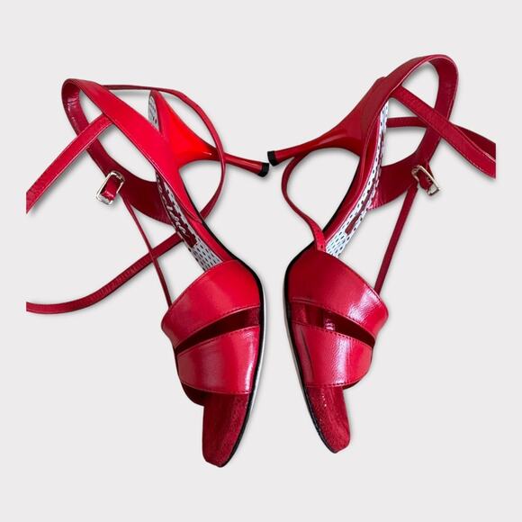 Tangolera Argentine Tango Red Leather Strappy Sandals - Size 37 (6.5) - Picture 7 of 15